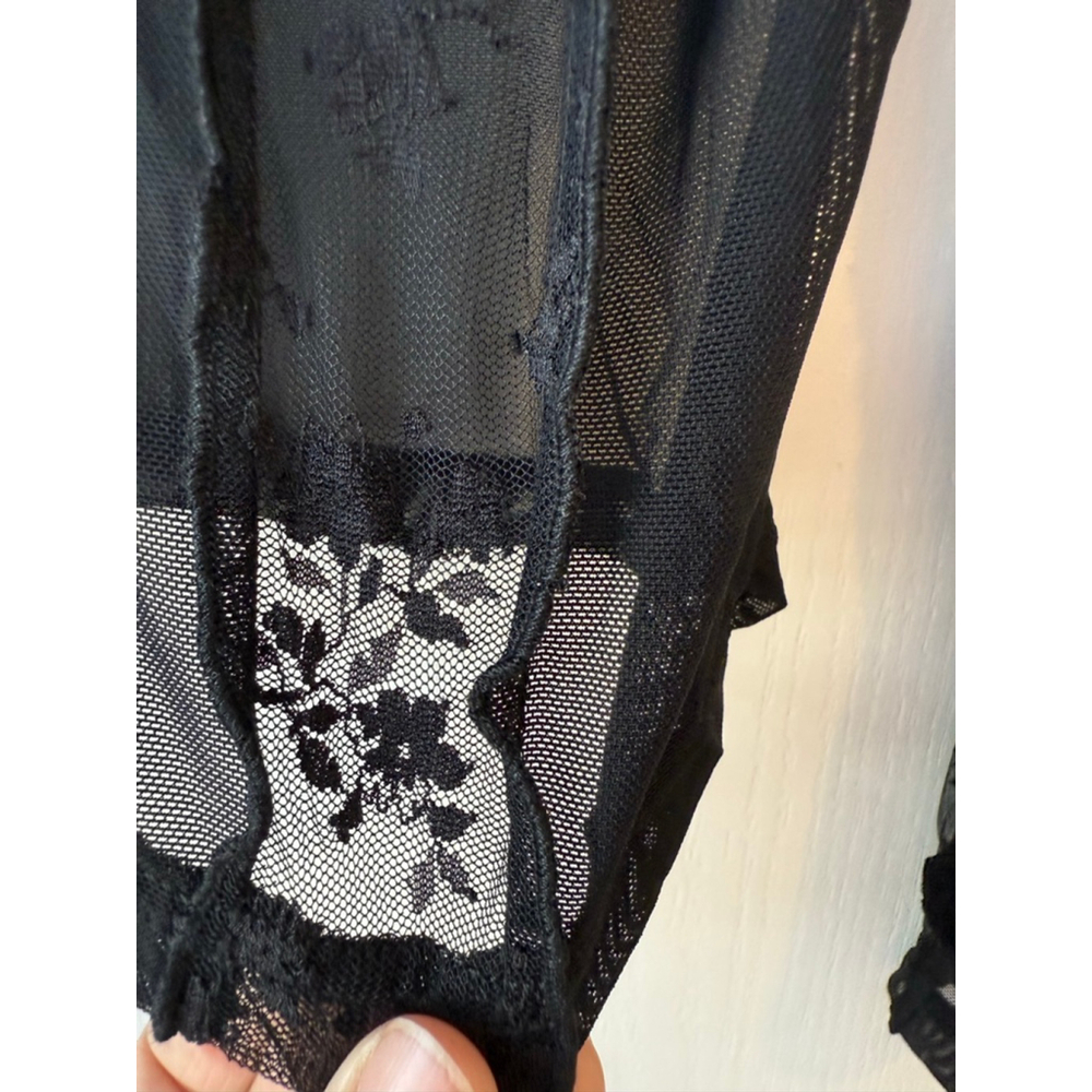 Women's Disturbia Black Shesha Lace Stripe Mesh Long Sleeve Top Size 8 - Picture 3 of 10